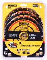 Комплект циркулярни дискове за дърво DeWALT DT10399-QZ, 190 x 30, 3 бр.