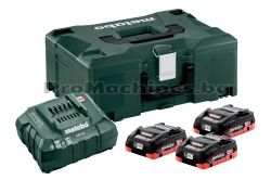 Kомплект 3x4Ah акумулаторни батерии 18V и зарядно ASC 30-36 в Metaloc II куфар - Metabo