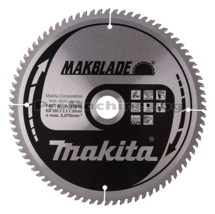 Диск за циркуляр, Makblade, TCT, 260x30 мм, 80T дърво