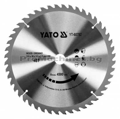 Циркулярен диск 315 мм  за дърво - Yato YT-60792