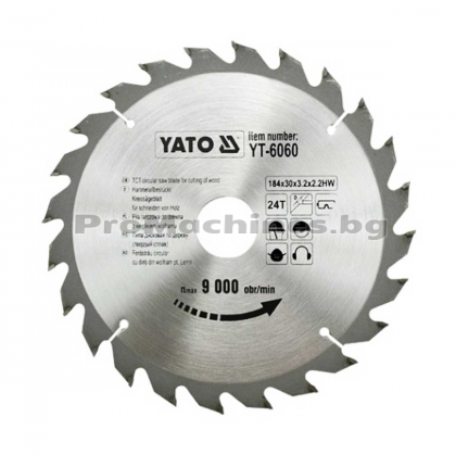 Циркулярен диск 184 мм за  дърво - Yato YT-6060
